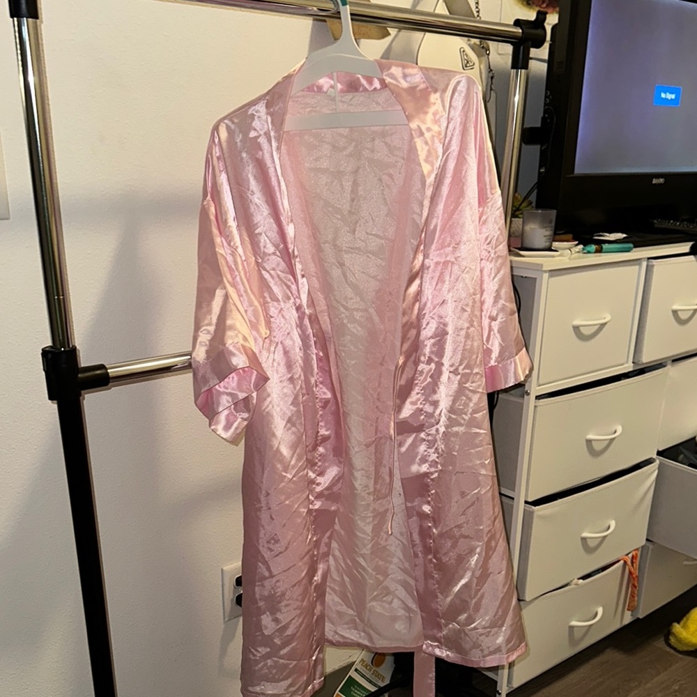 Pink Satin Robe